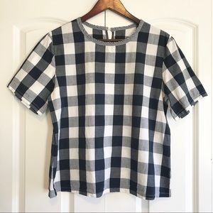 Navy Gingham Top